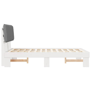 Sängram med Klädd Huvudgavel Ljusgrå 120 x 200 cm Massiv furu