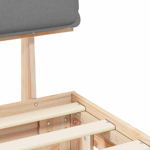 Sängram med Klädd Huvudgavel Ljusgrå 140 x 190 cm Massiv furu