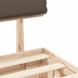 Sängram med Klädd Huvudgavel Taupe 140 x 190 cm Massiv furu