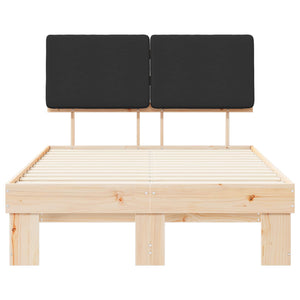 Sängram med Klädd Huvudgavel Svart 120 x 200 cm Massiv furu