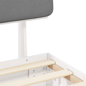 Sängram med Klädd Huvudgavel Ljusgrå 90 x 200 cm Massiv furu