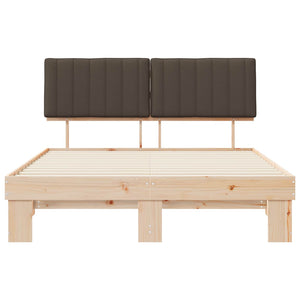 Sängram med Klädd Huvudgavel Taupe 160 x 200 cm Massiv furu