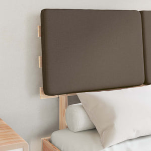 Sängram med Klädd Huvudgavel Taupe 120 x 200 cm Massiv furu