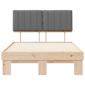 Sängram med Klädd Huvudgavel Ljusgrå 120 x 190 cm Massiv furu