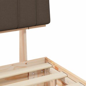 Sängram med Klädd Huvudgavel Taupe 120 x 190 cm Massiv furu