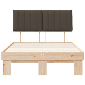 Sängram med Klädd Huvudgavel Taupe 120 x 190 cm Massiv furu