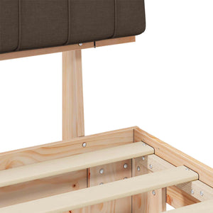 Sängram med Klädd Huvudgavel Taupe 100 x 200 cm Massiv furu