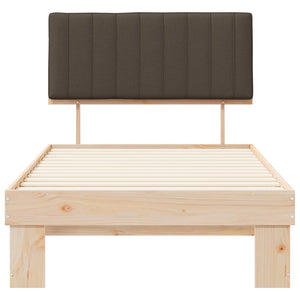 Sängram med Klädd Huvudgavel Taupe 100 x 200 cm Massiv furu