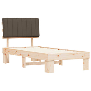 Sängram med Klädd Huvudgavel Taupe 90 x 200 cm Massiv furu