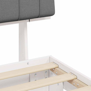 Sängram med Klädd Huvudgavel Ljusgrå 90 x 190 cm Massiv furu