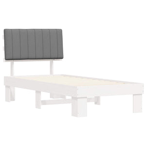 Sängram med Klädd Huvudgavel Ljusgrå 90 x 190 cm Massiv furu