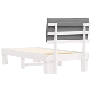 Sängram med Klädd Huvudgavel Ljusgrå 90 x 190 cm Massiv furu