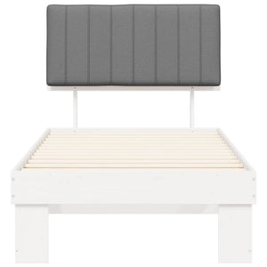 Sängram med Klädd Huvudgavel Ljusgrå 90 x 190 cm Massiv furu
