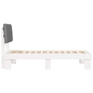 Sängram med Klädd Huvudgavel Ljusgrå 90 x 190 cm Massiv furu