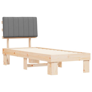 Sängram med Klädd Huvudgavel Ljusgrå 75 x 190 cm Massiv furu