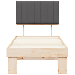 Sängram med Klädd Huvudgavel Mörkgrå 75 x 190 cm Massiv furu