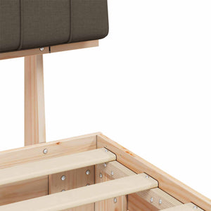 Sängram med Klädd Huvudgavel Taupe 75 x 190 cm Massiv furu