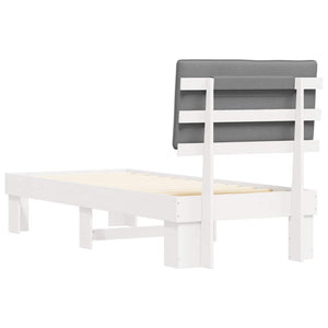 Sängram med Klädd Huvudgavel Ljusgrå 75 x 190 cm Massiv furu