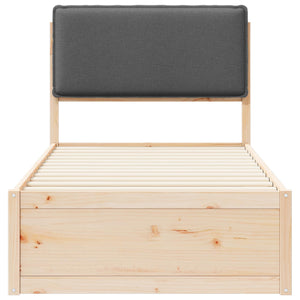 Sängram med Klädd Huvudgavel Mörkgrå 100 x 200 cm Massiv furu