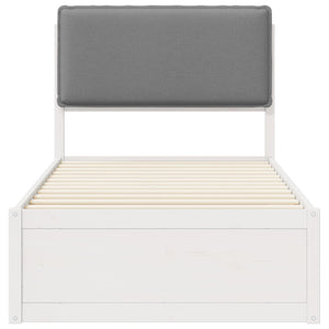 Sängram med Klädd Huvudgavel Ljusgrå 100 x 200 cm Massiv furu
