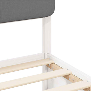 Sängram med Klädd Huvudgavel Ljusgrå 75 x 190 cm Massiv furu