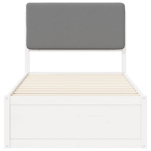 Sängram med Klädd Huvudgavel Ljusgrå 75 x 190 cm Massiv furu