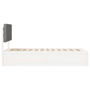 Sängram med Klädd Huvudgavel Ljusgrå 75 x 190 cm Massiv furu