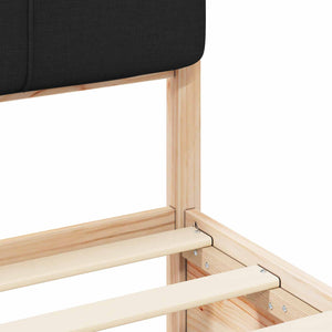 Sängram med Klädd Huvudgavel Svart 100 x 200 cm Massiv furu