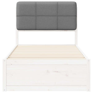 Sängram med Klädd Huvudgavel Ljusgrå 100 x 200 cm Massiv furu