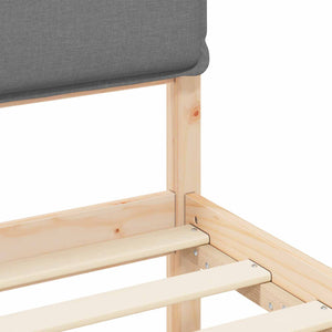 Sängram med Klädd Huvudgavel Ljusgrå 100 x 200 cm Massiv furu