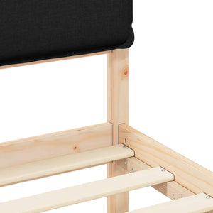 Sängram med Klädd Huvudgavel Svart 80 x 200 cm Massiv furu