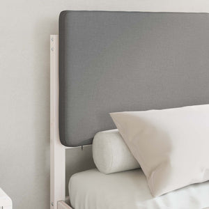 Sängram med Klädd Huvudgavel Ljusgrå 120 x 200 cm Massiv furu