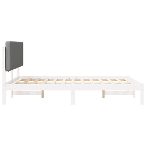 Sängram med Klädd Huvudgavel Ljusgrå 140 x 190 cm Massiv furu