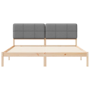 Sängram med Klädd Huvudgavel Ljusgrå 180 x 200 cm Massiv furu