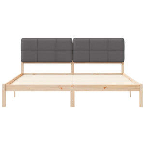 Sängram med Klädd Huvudgavel Mörkgrå 180 x 200 cm Massiv furu