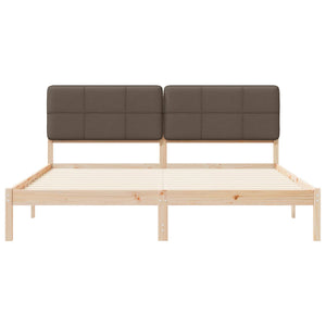Sängram med Klädd Huvudgavel Taupe 180 x 200 cm Massiv furu