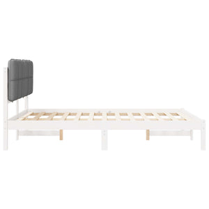 Sängram med Klädd Huvudgavel Ljusgrå 140 x 200 cm Massiv furu