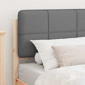 Sängram med Klädd Huvudgavel Ljusgrå 90 x 200 cm Massiv furu