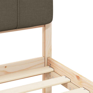 Sängram med Klädd Huvudgavel Taupe 90 x 190 cm Massiv furu