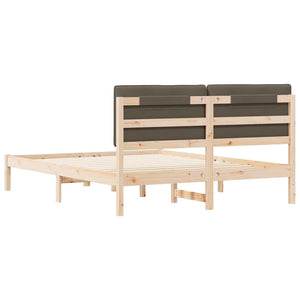 Sängram med Klädd Huvudgavel Taupe 160 x 200 cm Massiv furu