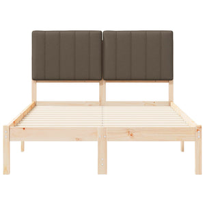 Sängram med Klädd Huvudgavel Taupe 120 x 190 cm Massiv furu