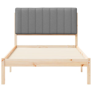 Sängram med Klädd Huvudgavel Ljusgrå 100 x 200 cm Massiv furu