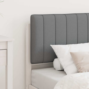 Sängram med Klädd Huvudgavel Ljusgrå 80 x 200 cm Massiv furu