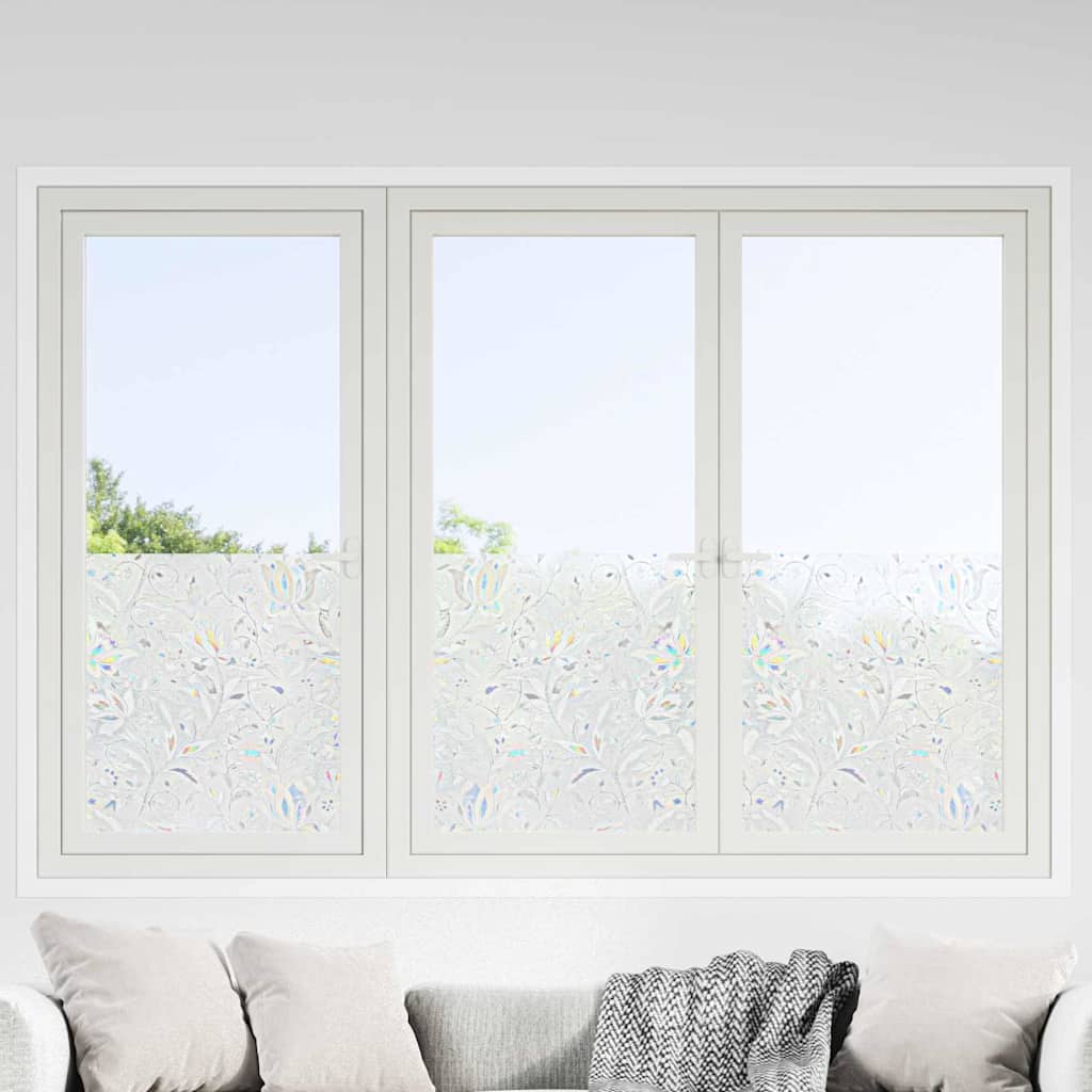 Statisk fönsterfilm Blommönster 90 x 500 cm PVC