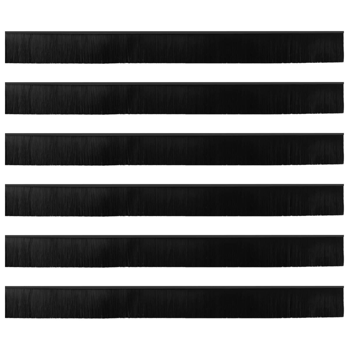 Självhäftande dörrborstlist 6 st Svart 100 cm Aluminiumlegering