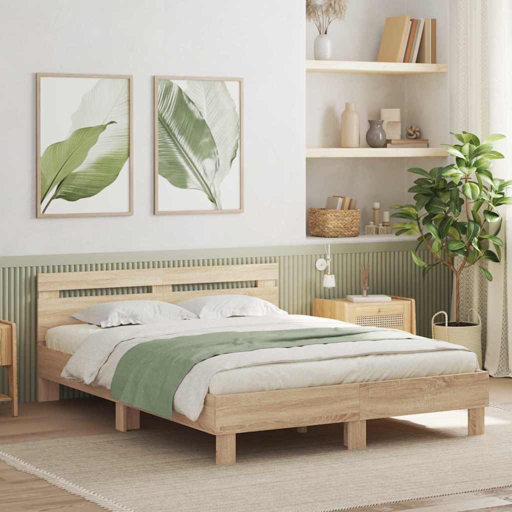 Sängram med led Sonoma 152 x 203 cm Konstruerat trä