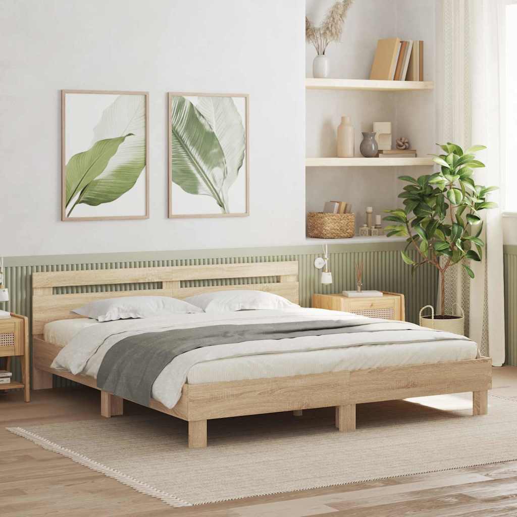 Sängram med led Sonoma 193 x 203 cm Konstruerat trä