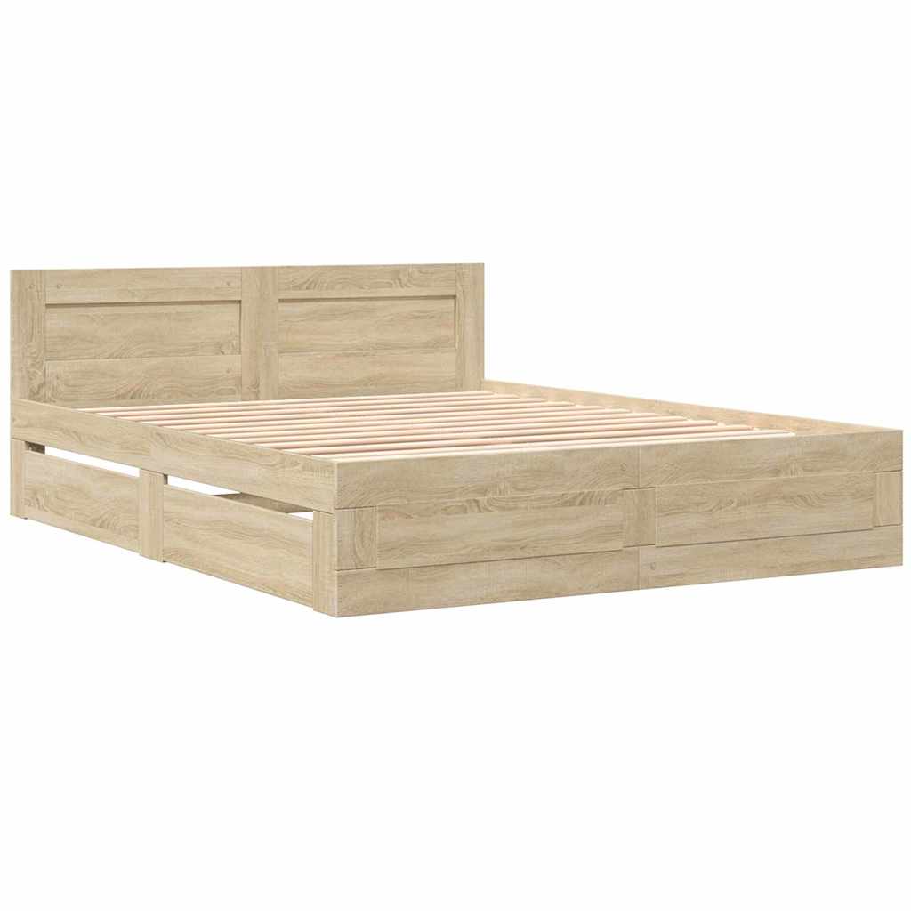 Sängram med låda 2 pcs Sonoma 153 x 203 cm Konstruerat trä