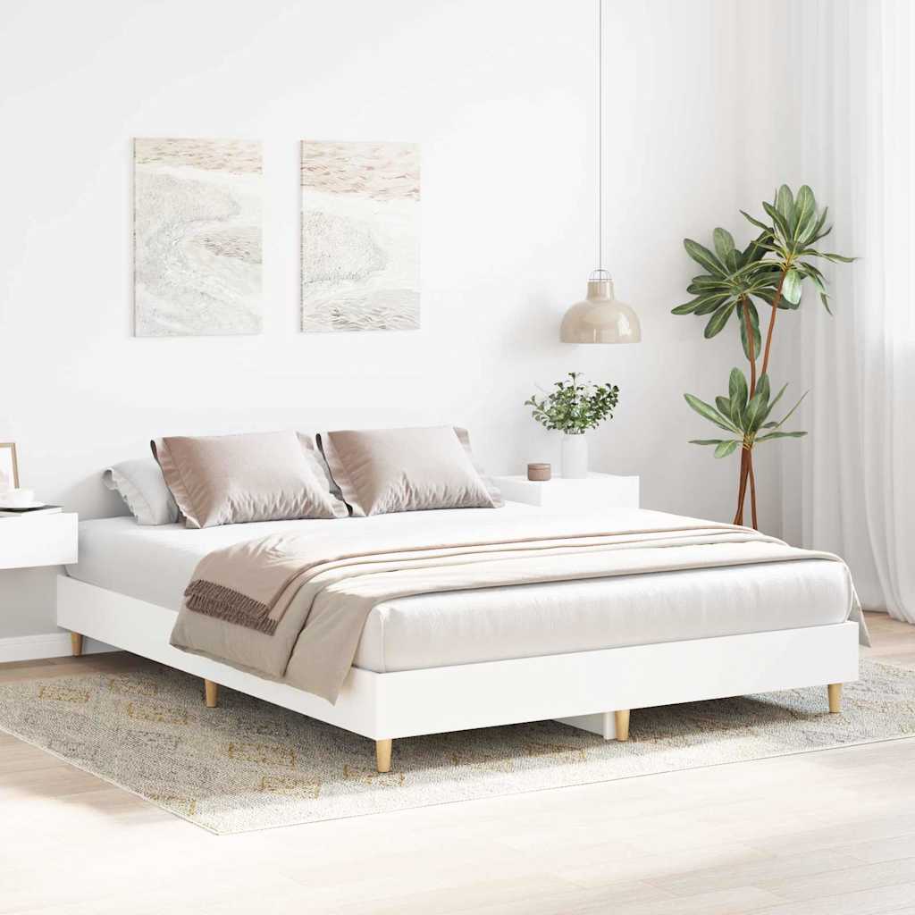 Sängram 2 pcs Vit 152 x 203 cm Konstruerat trä