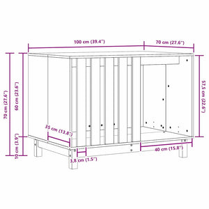 Hundhus med lagring Vaxbrun 100 x 70 x 70 cm Massiv furu